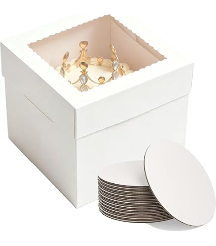 Decoraciondulce Lot De 10 Boîtes Blanches Pour Gâteaux Avec Couvercles - 20,3 X 20,3 X 15,2 Cm