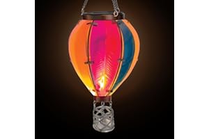 ORTUH Flaming Effect Solar Powered Hot Air Balloon Hanging Lantern Solar Hot Air Balloon Lantern Colourful Metal Solar Light Solar Lanterns for Garden Outdoor Indoor Use Novelty Patio Lighting