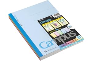 Kokuyo Campus Todai Series Lined Notebook - Semi B5 (252x179x4mm) - 6 mm Ruling - 35 Lines X 30 Pages - Pack of 5 Cover Colors 3CBNx5