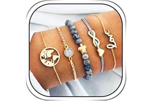 Edary Lot de 5 bracelets en cuir avec motif carte bohème - Accessoires de main en forme de tortue - Chaîne de main réglable pour femmes et filles, 5pcs, Cuir