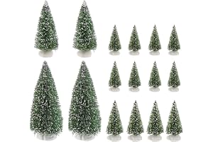 Dekorativa snögranar, olika storlekar, 6–15 cm, 16 stycken | snöiga granar för pyssel, modelljärnväg, vinterdekoration, jul, adventstid