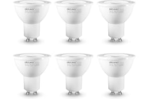 DiCUNO ProOE LED GU10 5W, odpowiednik halogenu 35 W, CRI 98, zimna biel 5000K, 340lm, Kąt projekcji 35°, Reflektor LED GU10, pełne spektrum, bez możliwości ściemniania, 6 sztuk