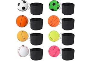SKJJL 8 pièces Balle de Retour Poignet, Ø 6cm Balle Mousse Elastique Retour Poignet, Balle avec élastique Poignet, Balle en Caoutchouc Poignet pour Enfants Adultes (Multicolore)