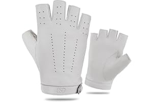 GSG SINCE 1998 GSG Fingerlose Lederhandschuhe Damen aus echtem Leder Ungefütterte Halbfinger-Fahrhandschuhe aus Schaffell W200103