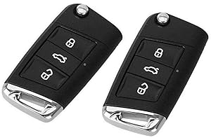 JURMANN 2x Ersatz Klappschlüssel Auto Schlüssel Gehäuse mit Rohling für 3 Tasten Funk Fernbedienung Umbau - VOLKSWAGEN_KS56