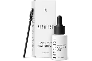Ricinolja Nanolash 30 ml - 100% naturlig, kallpressad och oraffinerad olja för fransar, ögonbryn och hår, främjar tillväxt och glans