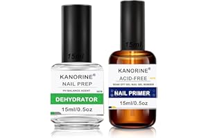 ‎KANORINE KANORINE Primer für Gelnägel Dehydrator für Nägel, 15ml Professional Acid Free Nail Prep Natural Dehydrate Air Dry Superior Bonding Primer Set fur Nail Art UV Gel Nagellack Dip Powder Acrylnägel