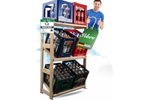 VELORA® [Made in the EU Drinks Crate Rack for 4-6 Crates [Suitable for Any Type of Box] – Includes Multifunctional Shelf – Robust Drinks Shelf Made of High-Quality Pine Wood – Stable Crate Rack