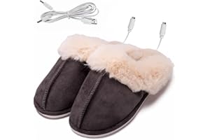 Kunyeah Pantofole riscaldate USB scaldapiedi scarpe caricabatterie riscaldamento elettrico scarpe invernali calde pantofole in peluche per donne uomini
