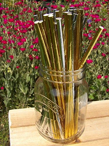 Metallic Gold and Silver Paper Drinking Straws x 64. Ideal for Birthday Parties, Weddings, BBQs