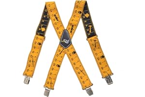 VOANZO Heavy Duty Braces Work Tool Belt Suspenders X Shape Adjustable Straps with 4PCS Strong Clips