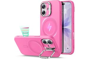 ESR Etui na telefon iPhone 17, sterowanie aparatem, silikonowe etui z podstawką, kompatybilne z MagSafe, zintegrowany uchwyt na aparat, magnetyczne etui na iPhone'a 17, seria chmur, różowy