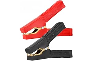 TXKRHWA Car Battery Clamp 2Pcs 500-1000Amp Pure Copper Battery Alligator Clip Heavy Duty Jump Lead Clip Insulated Full Protective Battery Crocodile Clip for Car Auto Truck Vehicle(Pure Copper,Black and Red)