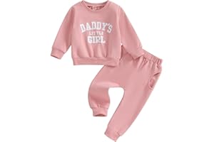 Mesalynch Toddler Baby Girls Daddy's Girl Tracksuits 2 Pieces Outfits Set Long Sleeve Pullover Sweatshirt Jumper Top Elastic Waisted Long Pants Girls Clothing Set