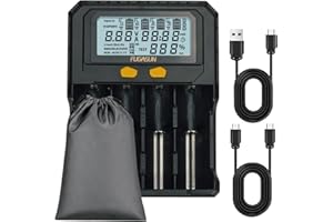 4 Slot 26650 21700 Caricabatteria Con Prova Di Capacità, FUGASUN 4 Slot PD FAST 3.0/QC 3.0 18650 Caricabatteria 26650 Caricabatteria per 32700 32650 22700 21750 20700 Ni-MH Con Scheda Di Protezione