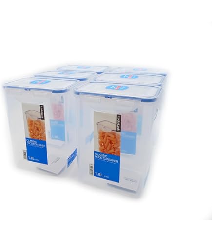 Lock&Lock HPL813 Lot De 12 Boîtes De Conservation Multifonctions En Bois D'olivier 1,8 L