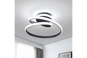 Dorlink LED Ceiling Light, Black Spiral Chandelier, Art Deco Creative Modern Ceiling Lights, 36W Cool White 6500K Aluminum Light Fittings Ceilings for Bedroom, Hallway, Living Room, Kitchen