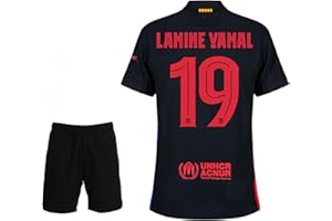 BORIVERAE Lamine Yamal koszulka dziecięca #19 – kompletny zestaw do piłki nożnej Barca z koszulką, szortami, skarpetkami, ochraniaczami piszczeli i akcesoriami, trykot Barcelony dla dzieci, na trening i czas