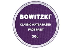 Bowitzki 30g Professional Face Paint Body Paint Water Based Face painting Makeup Safe for Kids and Adults Split Cake Single Color Halloween Christmas (Purple)