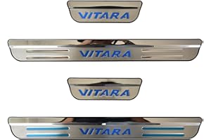 CWWHY 4 Pezzi Soglia Porta Battitacco per Suzuki Vitara 2015-2021, Acciaio Inossidabile Esterno Batticalcagno Prevenire L'Usura Previene Graffi Protezione Accessori Decorativi