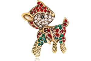 Cadoline Gold-Tone 3.5 x 3.0cm Gold Baby Fawn Rudolph Reindeer Christmas Brooch Pin Badge Crystal New