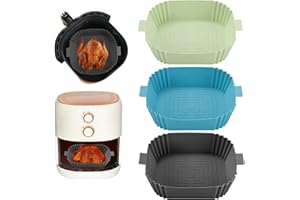 BANTI Air Fryer Silicone Pot Silikonform Für Heißluftfritteuse Wiederverwendbar Luftfritteuse Korb Silikontopf Zubehör Air Fryer Liners Airfryer Accessories zum Backofen Mikrowelle 3Pcs(Eckig)
