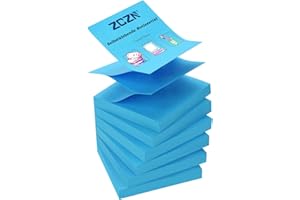 ZCZN Z-Notes, 6 bloques de notas autoadhesivas, notas adhesivas de 76 x 76 mm, 80 hojas por bloque, notas autoadhesivas de 480 hojas - Azul