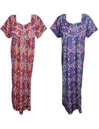 Indiatrendzs Women Rayon Nighty Multicolor Printed Summer Nightwear Set Pack Of 2(Chest 48)