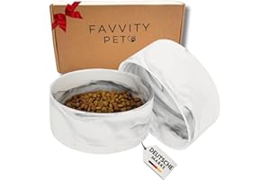 FAVVITY PET Hundenapf Keramik für Kleine und Grosse Hunde - Modern [rutschfest] Spülmaschinengeeignet | Futternapf Fressnapf für deinen Hund (2er Napf Set Grau 400 ml)