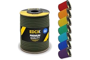 EDCX 4mm nylonowy paracord 550 30m (100 stóp) - typ III, 100% nylonowa lina, 7-żyłowa lina, 4mm nylonowa lina w jednolitych kolorach (Army Green, 30 m)