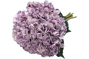 Tifuly Artificial Hydrangea Flower, 5 PCS Ramos de hortensias de Seda de Tallo Largo para Bodas, hogar, Hotel, decoración de Fiestas, centros de Mesa (Púrpura)