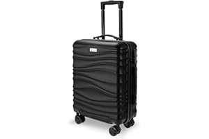 AVIO Wave Cabin Suitcase 55x40x20cm – Lightweight Hard Shell Cabin Luggage with 4 Double Spinner Wheels, Telescopic Handle & Organised Interior – Small Cabin Size Carry On Travel Suitcase