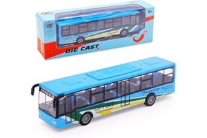 FCXVXCL Giocattolo Veicoli,Modello di Autobus UrbanoAutobus Giocattolo Modellino Veicolo Pneumatici Realistici Giocattoli per Bambini Regalo di Compleanno blu