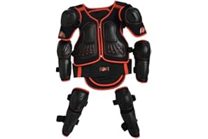 ARMOR QTREES Traje de armadura de motocicleta para niños, protector de pecho y columna vertebral, espalda, hombro, brazo, codo, rodillera, motocross, carreras, esquí, patinaje, chaleco de armadura corporal,