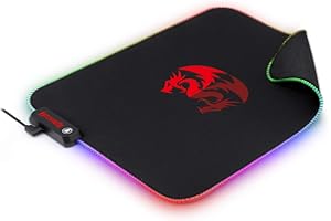 Redragon Pluto Tapis de Souris Gamer Ergonomique RGB USB Surface Antidérapante Etanche Tapis de Souris Gaming Jeux Video Retro Eclairé LED pour PC et Mac (Moyen)