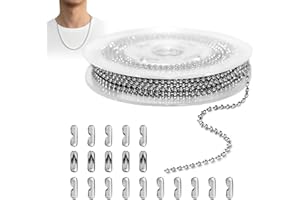 poraceous 2 Pezzi Catena a Palline in Acciaio Inossidabile, 10 m Diametro 2 mm Catena a Sfera, Collana Portachiavi per laCreazione di Gioielli Cavigliera Collana Braccialetto DIY