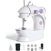 YUMILI 202A Domestic Sewing Machine, Mini Double Thread Sewing Machine with 2 Speeds and Foot Pedal, EU 220V (Purple)