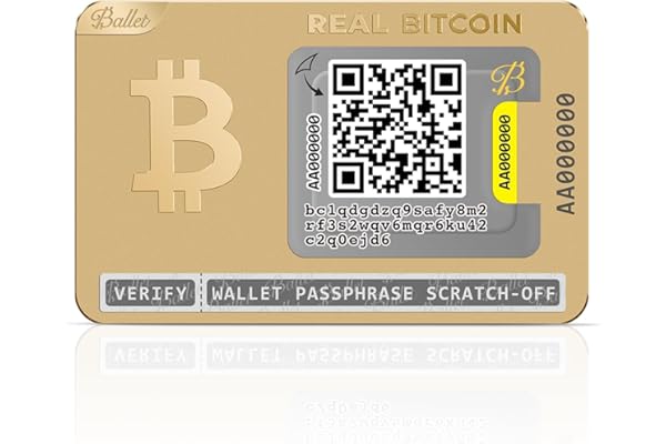 Ballet Real Bitcoin Gold-Plated – Carte Portefeuille Crypto plaquée Or 24K, Stockage à Froid Physique Hors Ligne, sans électronique, Compatible 1 000+ cryptos et NFTs