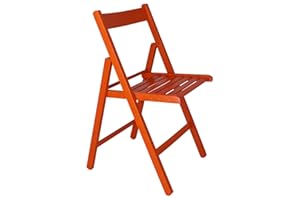 MUEBLEAR Aranaz | Silla Plegable | Diseño Moderno | Sillas Plegables y Ligeras para Exterior, Jardín o Terraza | Sillón con Reposabrazos y Respaldo | Asiento de Playa | Madera de Haya | Naranja | 43x47x79 cm
