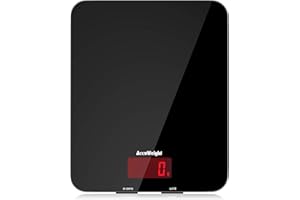 ACCUWEIGHT 201 Balance de cuisine numérique avec plate-forme en verre trempé Balance électronique pour aliments avec écran LCD, rétroéclairé pour bureau, pâtisserie, cuisine, 5 kg/11 lb