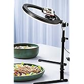 10" Masa&uuml;st&uuml; Ring Light &Ccedil;ekim Standı &ndash; 30-47,5 cm Ayarlanabilir Y&uuml;kseklik, Telefon Tutuculu &Uuml;r&uuml;n Video & Fotoğraf &Ccedil;ekim Selfi