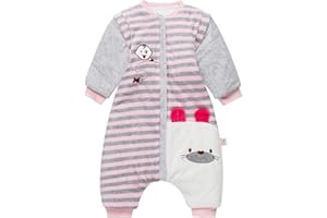 JIAMY Zimowy śpiwór dziecięcy Bawełniany śpiwór Piżama z odpinanym rękawem 3,5 tog Koce ze stopami 9-24 miesięcy