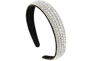AIZIYIN Vintage Kristall Strass Stirnbänder Glitzern Silber Diamant Stirnband Samt Gepolstert Breite Haarbänder Party Hochzeit Kopfschmuck Haarschmuck für Frauen