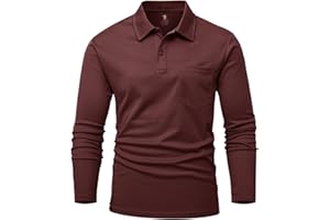 YSENTO Herren Poloshirts Langarm Golfshirts Schnelltrocknend Atmungsaktiv Outdoor Funktionell Tennis Arbeit Casual Polo T-Shirts Tops mit Brillenhalter