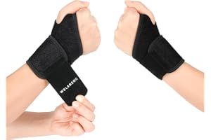 welsberg 2x Handledsbandage, Justerbar Unisex handledskompressionsrem, Tumstöd, Handledsstöd för sport, handledslindring (för höger och vänster hand), en storlek