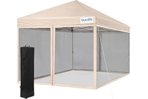 Quictent Gazebo 3 x 3m with 4 Sides,waterproof Event Shelter Canopy with Bag,Garden Party Tent with Mosquito Net,for Party,Holiday,Pool,Beige