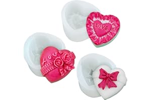 TUXUZAL Lot de 3 moules en silicone en forme de cœur en forme de cœur 3D - Moule à gâteau en forme de cœur - En résine époxy - Pour faire des savons faits maison - Moule à chocolat