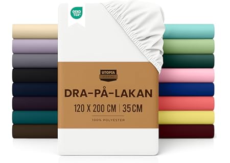 Utopia Bedding Spännlakan, dra-på-lakan i borstad polyestermikrofiber, 120 x 200 cm, 35 cm djup fick - Amazon Deal & Rabatt