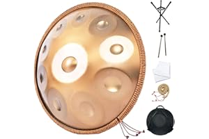 LSZMXI Handpan Drum, Steel Tongue Drum à 22 Pouces D Minor 10 Tons, Tambour Handpan Instrument à Percussion en Acier de Tambour à Main pour la Méditation,Yoga, Performances, éducation