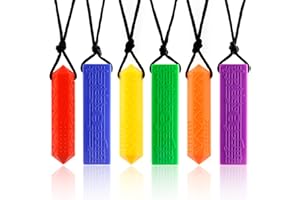 KEFU Collier a macher enfant tdah,6 pièces colliers à mâcher sensuels pour enfants et adultes souffrant de dentition, d'autisme et de TDAH(mélanger2)